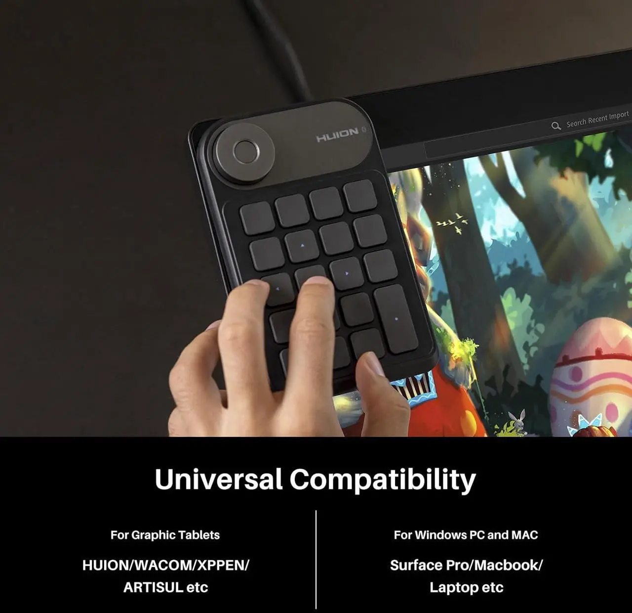 Alt view image 7 of 7 - HUION Keydial Mini Bluetooth Programmable Keypad with Dial 5 Keys Anti-ghosting 18 Customized Keys, Wireless Shortcut Keyboard for Drawing Tablet, PC, MacBook, Surface Pro, Laptops