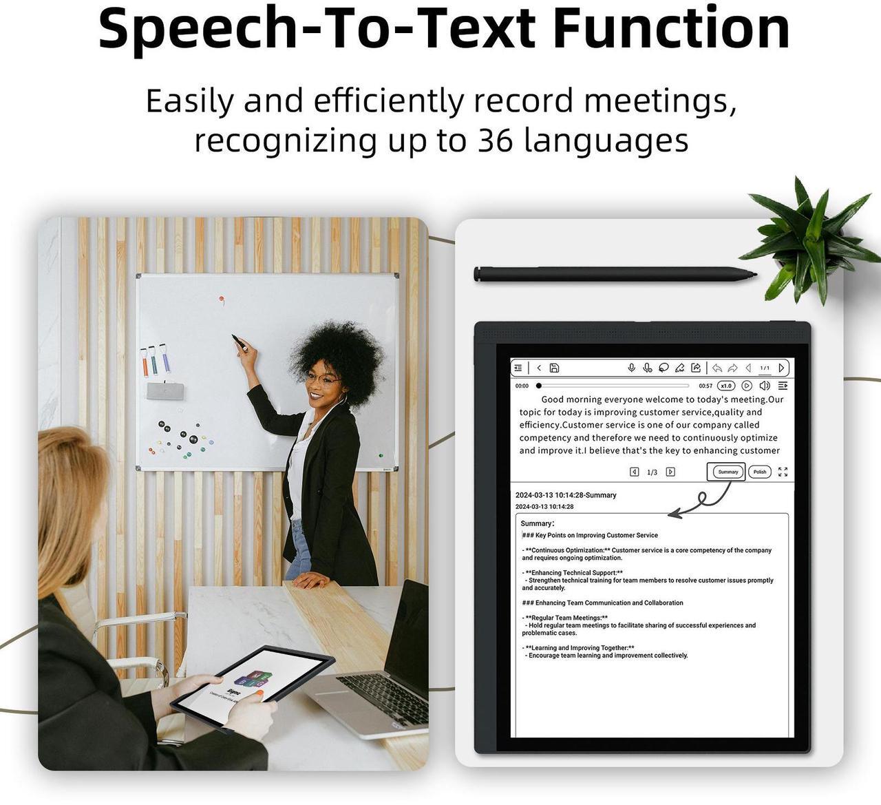 Alt view image 6 of 7 - Bigme 10.3" Color E-Paper Read-Write Tablet with 6GB RAM and 128GB Storage, Ultra-Thin 5.5mm  Design for Business Meetings, Featuring High-Resolution Touchscreen and Advanced Speech Recognition