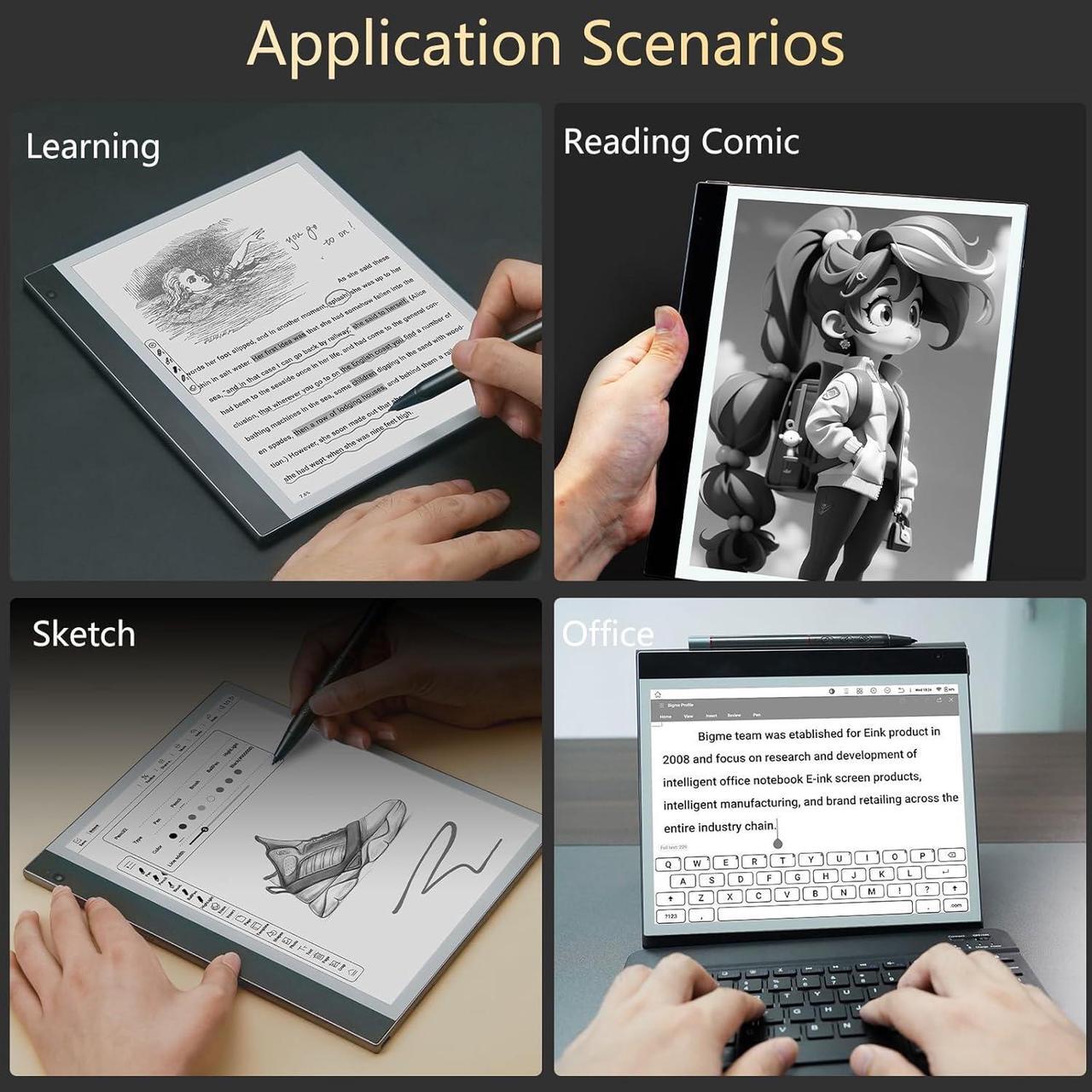 Alt view image 5 of 5 - Bigme inkNoteS 10.3 E-paper Tablet with Stylus and Cover - 4G, 64GB Storage, Dual Camera, Android 11, and Up to 1TB Expandable Storage