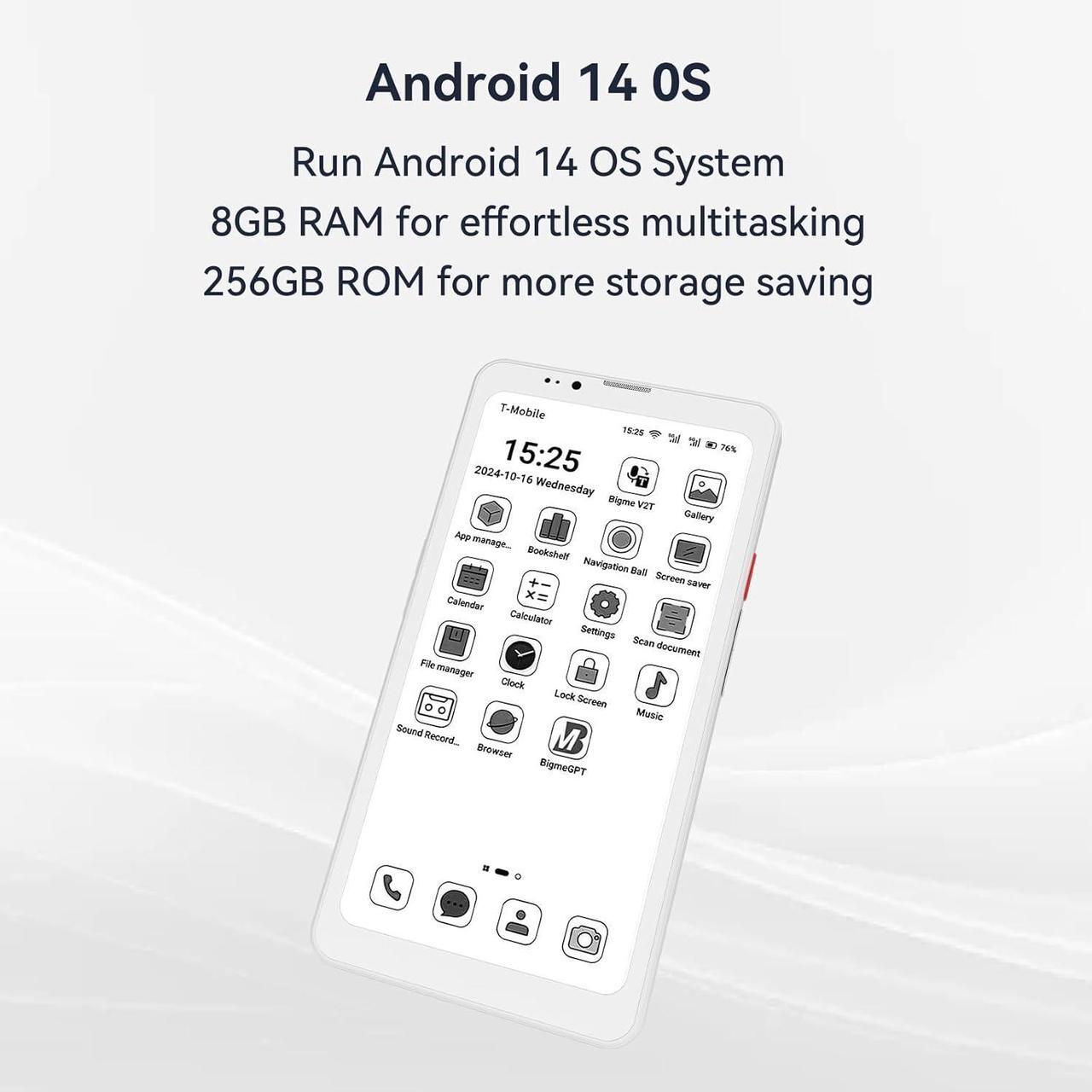 Alt view image 3 of 7 - Bigme HiBreak Pro 6.13" Epaper Cell Phone with Android 14 OS - 8GB RAM, 256GB Storage, 5G Dual SIM, GPS, and Dual Cameras for Enhanced Productivity and Connectivity