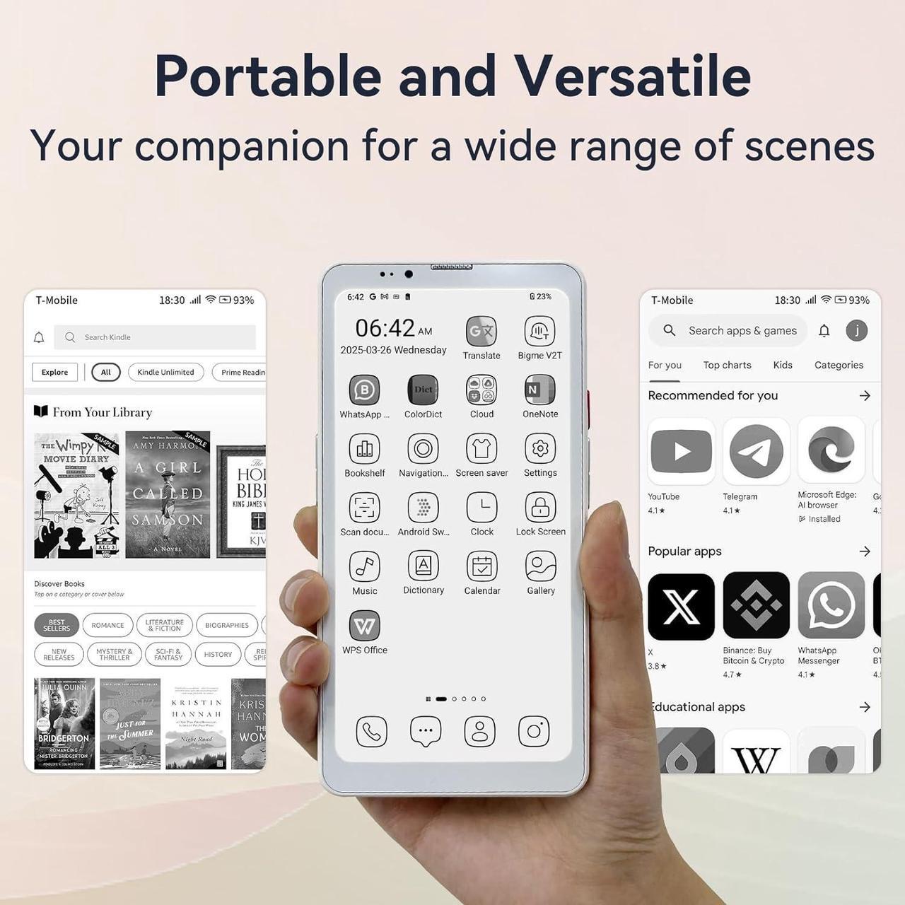 Alt view image 6 of 7 - Bigme HiBreak Pro 6.13" Epaper Cell Phone with Android 14 OS - 8GB RAM, 256GB Storage, 5G Dual SIM, GPS, and Dual Cameras for Enhanced Productivity and Connectivity