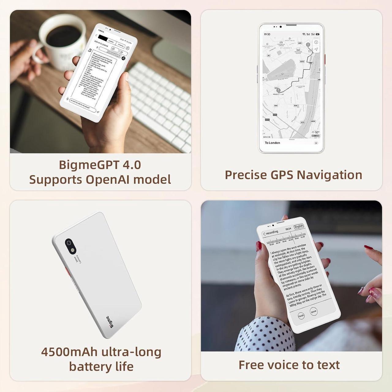 Alt view image 4 of 7 - Bigme HiBreak Pro 6.13" Epaper Cell Phone with Android 14 OS - 8GB RAM, 256GB Storage, 5G Dual SIM, GPS, and Dual Cameras for Enhanced Productivity and Connectivity