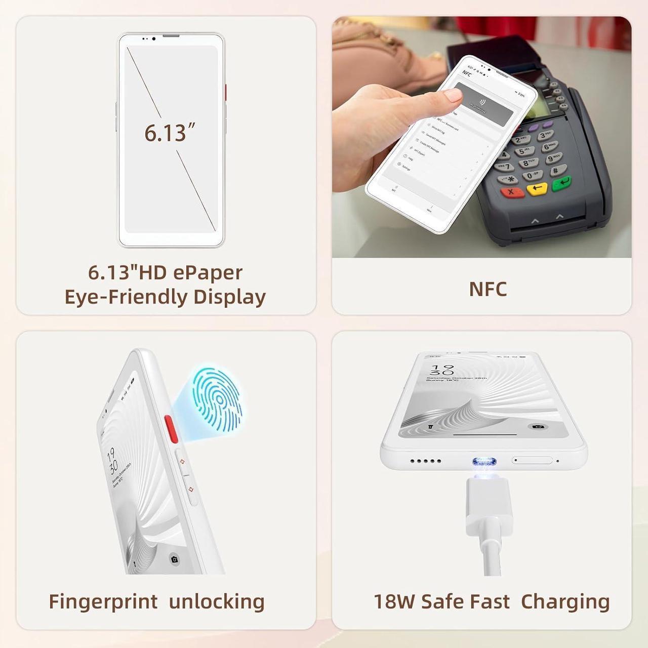 Alt view image 5 of 7 - Bigme HiBreak Pro 6.13" Epaper Cell Phone with Android 14 OS - 8GB RAM, 256GB Storage, 5G Dual SIM, GPS, and Dual Cameras for Enhanced Productivity and Connectivity