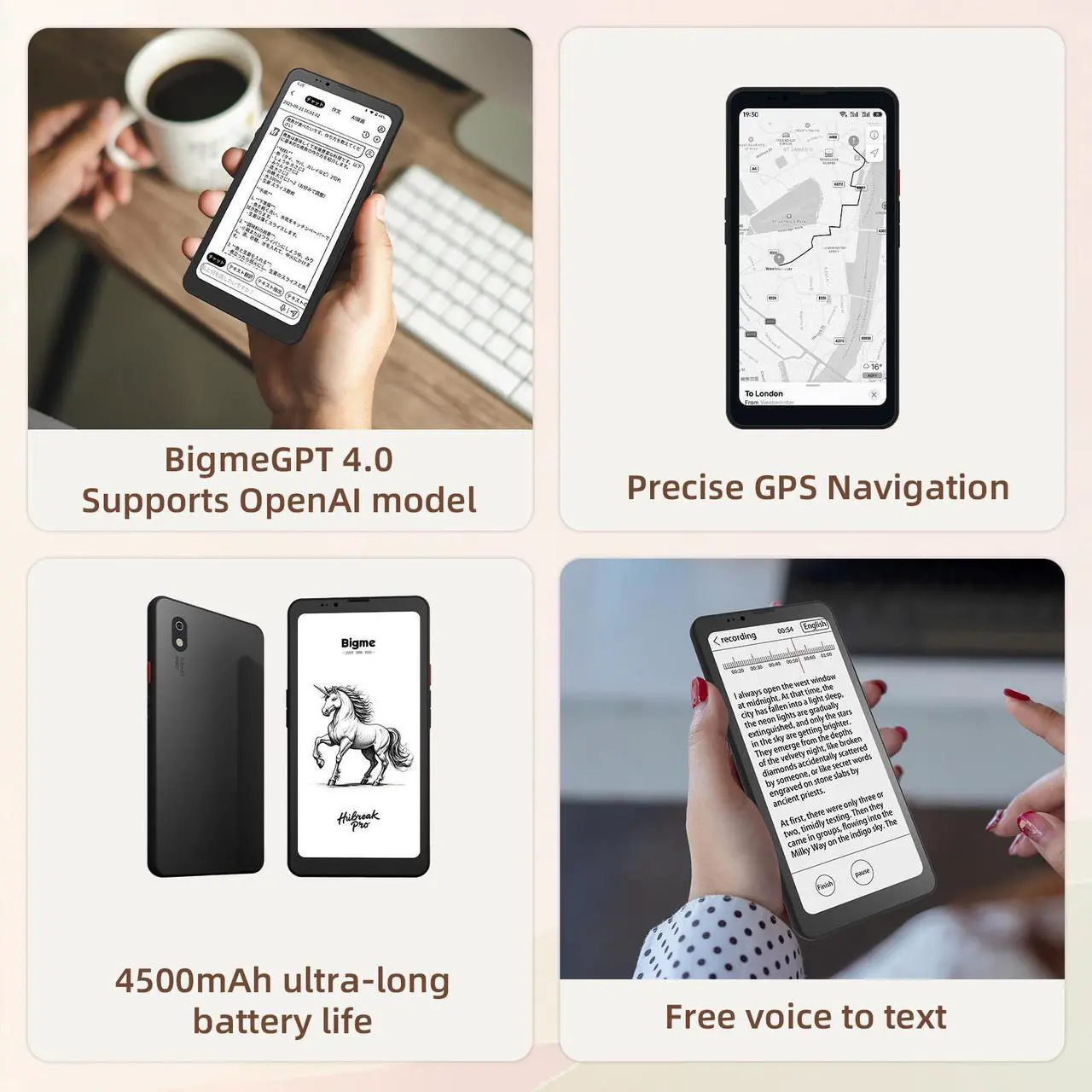 Alt view image 4 of 5 - Bigme HiBreak Pro 6.13" Epaper Cell Phone with Android 14 OS - 8GB RAM, 256GB Storage, 5G Dual SIM, GPS, and Dual Cameras for Enhanced Productivity and Connectivity Black