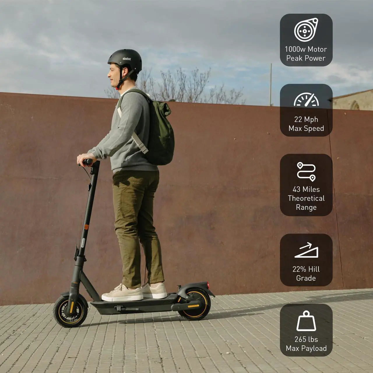 Alt view image 5 of 7 - Segway Max G2 Foldable Electric Kick Scooter Foldable w/ 43 Mile Range & 22mph Top Speed - Black - (Grade A) - Excellent Condition
