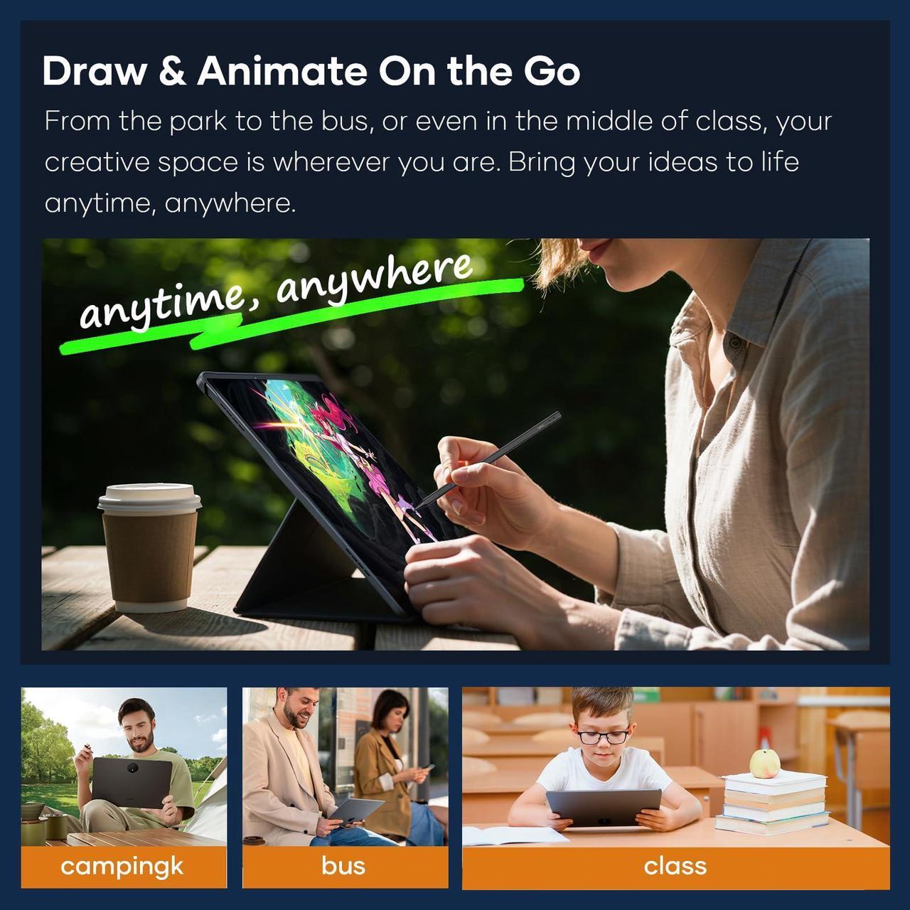 Alt view image 5 of 5 - UGEE UT3 Fun Drawing Pad with Screen, 14.25inch 2.4K Drawing Display, 4096 Lever Pen Sensitivity, Ergonomic Pen Stylus, Outdoor Drawing Pad Screen No PC Needed,Perfect for Student,Artist,Designer