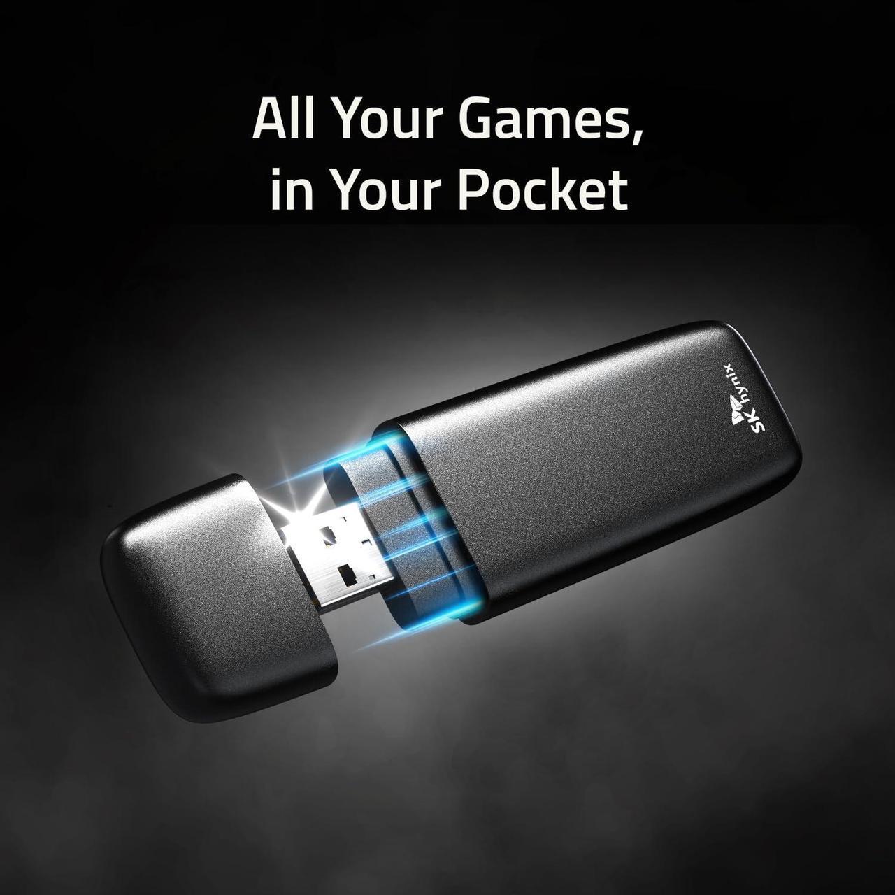 Alt view image 5 of 5 - SK hynix Tube T31 2TB Stick Type SSD with DRAM | up to 1000MB/s | 10 Gbps | USB-A 3.2 Gen2 | External Solid State Flash Drive Compatible with Mac, Window PC, PS4, PS5 & Xbox