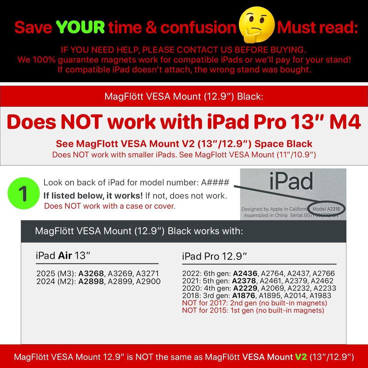 Alt view image 3 of 5 - CharJenPro MagFlott Magnetic VESA Mount 12.9 for iPad Pro 12.9" [not for iPad Pro 13" M4], iPad Air 13" M3/M2, Tripod Head Compatible, Attach for iPhone w/MagSafe. Arm Mount not Included.
