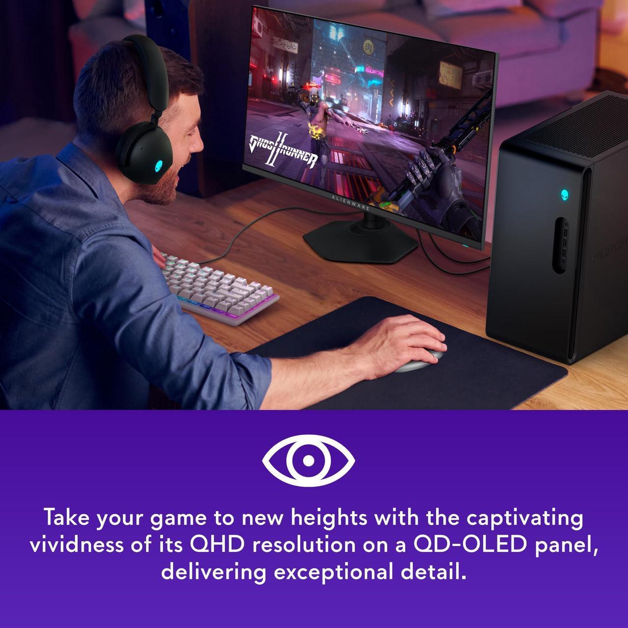 Alt view image 3 of 5 - Alienware AW2725DF OLED Gaming Monitor - 26.7-inch Quantom-Dot WQHD (2560x1440) 360Hz 0.03Ms Display, AMD FreeSync Premium Pro, HDMI/DP/USB 3.2 Gen1, Height/Tilt/Swivel/Pivot Adjustability - Black