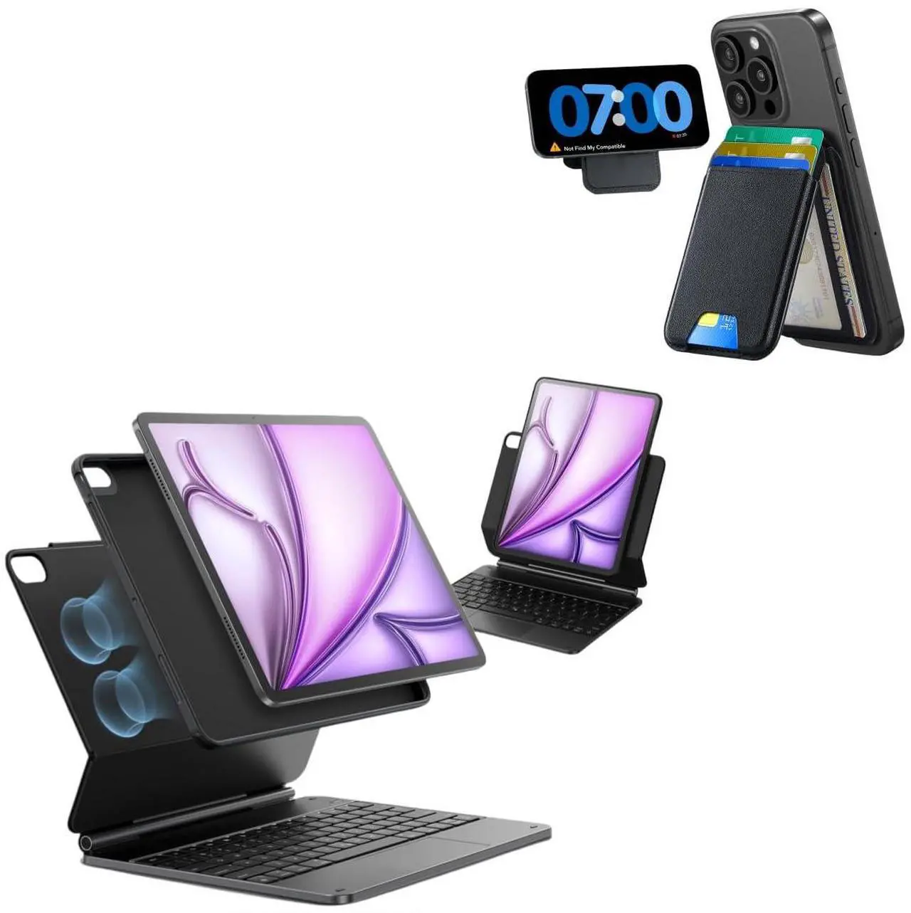 Main image of ESR iPad Air 13 Inch Case Keyboard (M3/M2, 2025/2024) Bundle with MagSafe Wallet with Stand, Easy-Set Magnetic Stand, Portrait/Landscape Mode, Removable Case with Multi-Touch Trackpad
