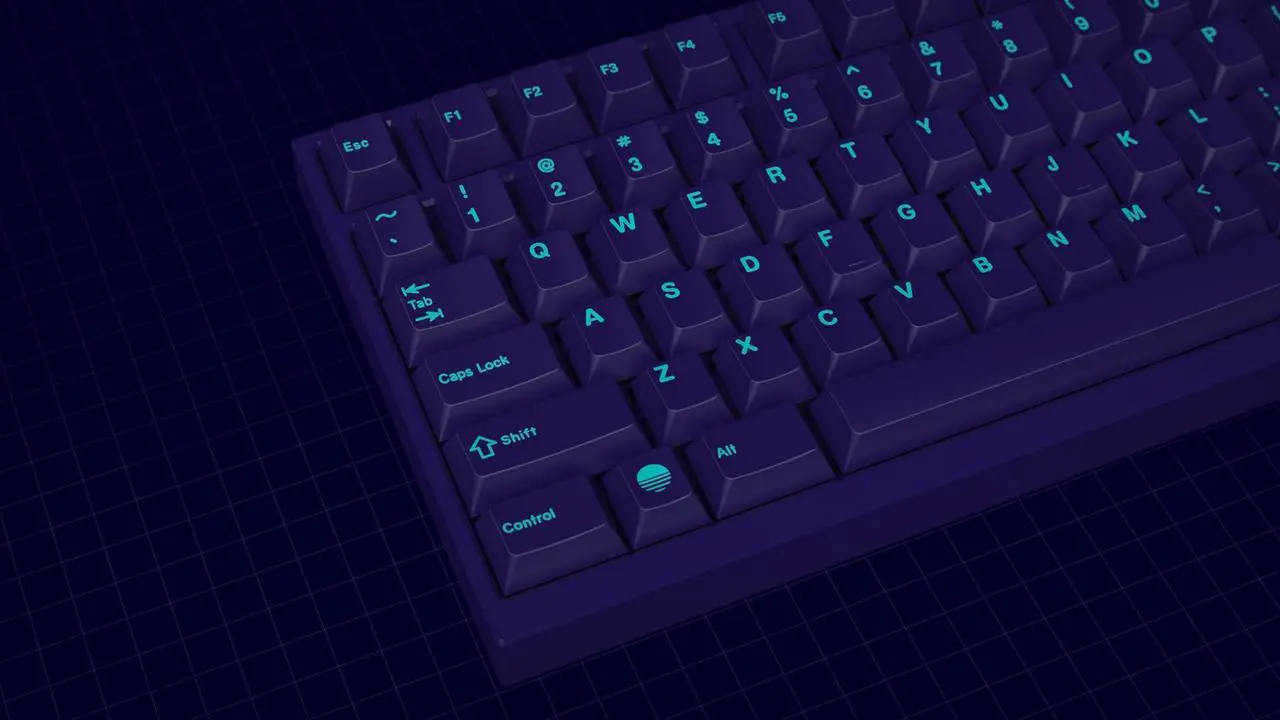 Alt view image 3 of 5 - DROP + MiTo GMK Laser Custom Mechanical Keyboard Keycap Set - 120-keys, Doubleshot, Cherry Profile, for 60%, 65%, and TKL Layouts, etc. (Synthwave)