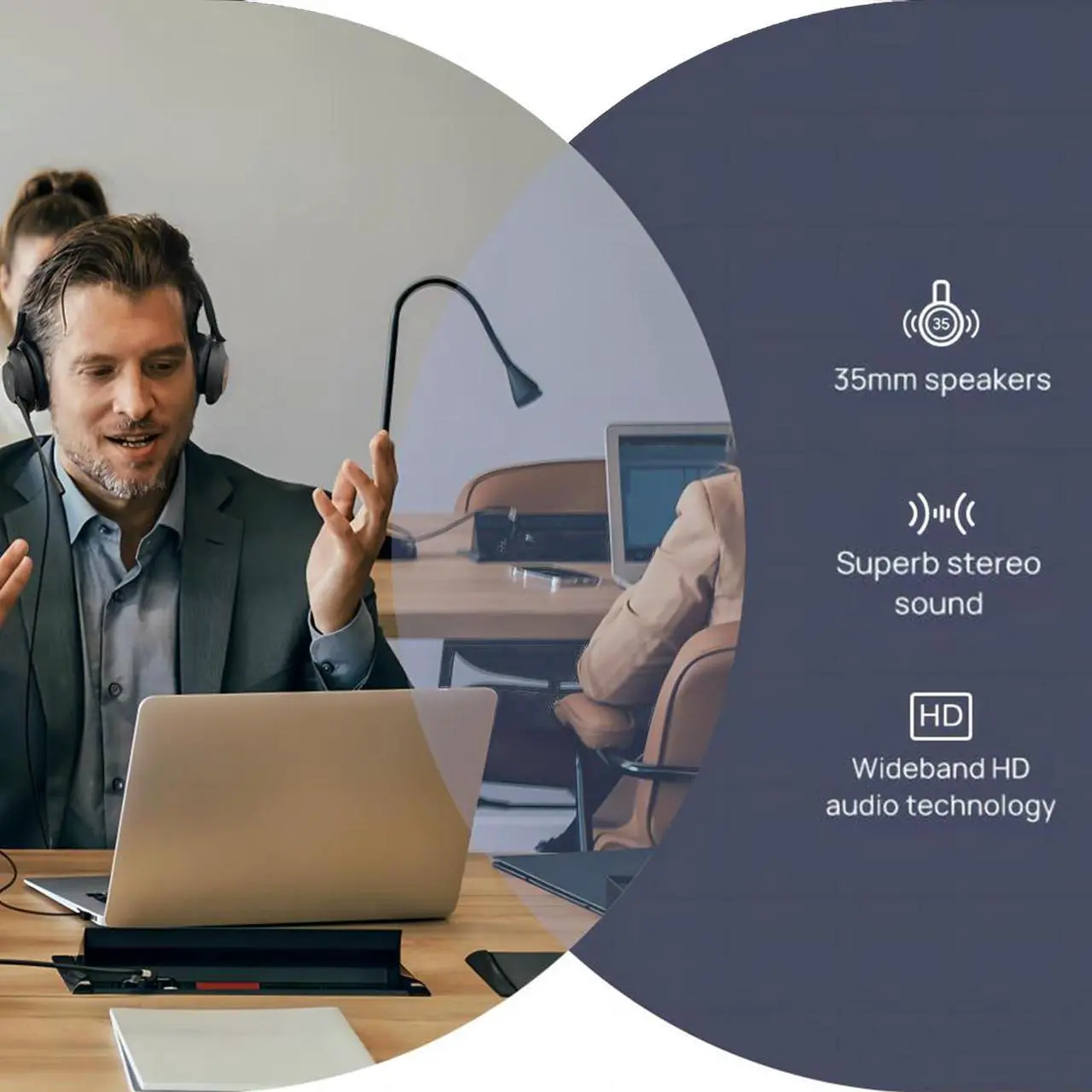 Alt view image 5 of 5 - Yealink UH37 Professional USB Headset with Microphone for PC Laptop Noise Cancelling & Volume Control VoIP Skype Online Conference(USB-A)