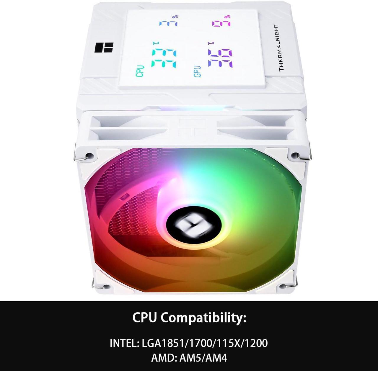 Alt view image 3 of 5 - Thermalright Peerless Assassin 120 Digital ARGB White CPU Air Cooler, Digital Screen Top Cover,6 Heatpipes Computer CPU Cooler, for AM4/AM5,Intel LGA1700/1851/1150/1151/1200, PC Cooler-White ARGB