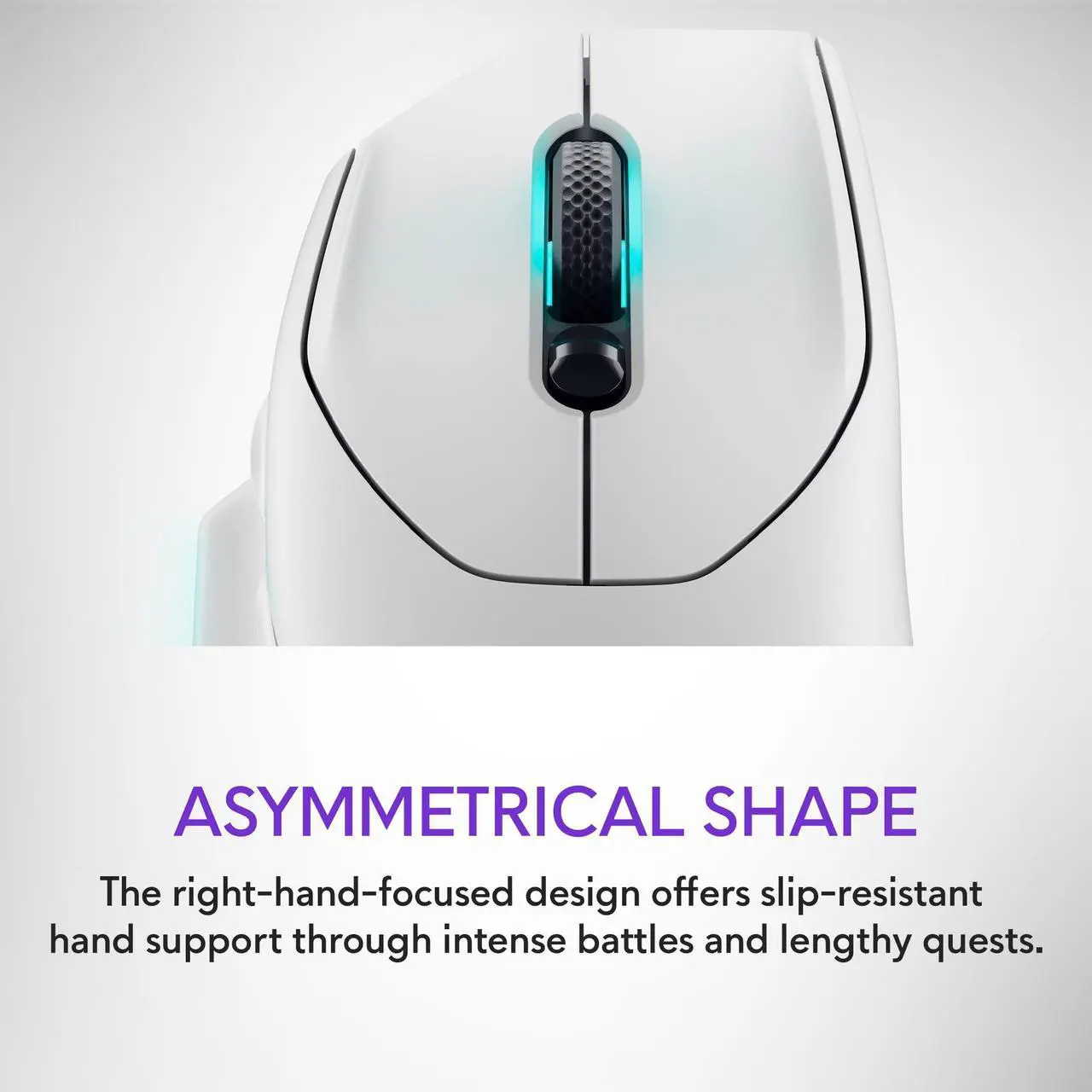 Alt view image 2 of 5 - Alienware Wireless Gaming Mouse AW620M - Wireless/Wired, 1 x USB - 4 pin USB Type A, 26000 dpi, 3.52oz (99g) Weight, 7 Buttons, Non-Slip Grip, up to 140 Hours of Gaming - Lunar Light