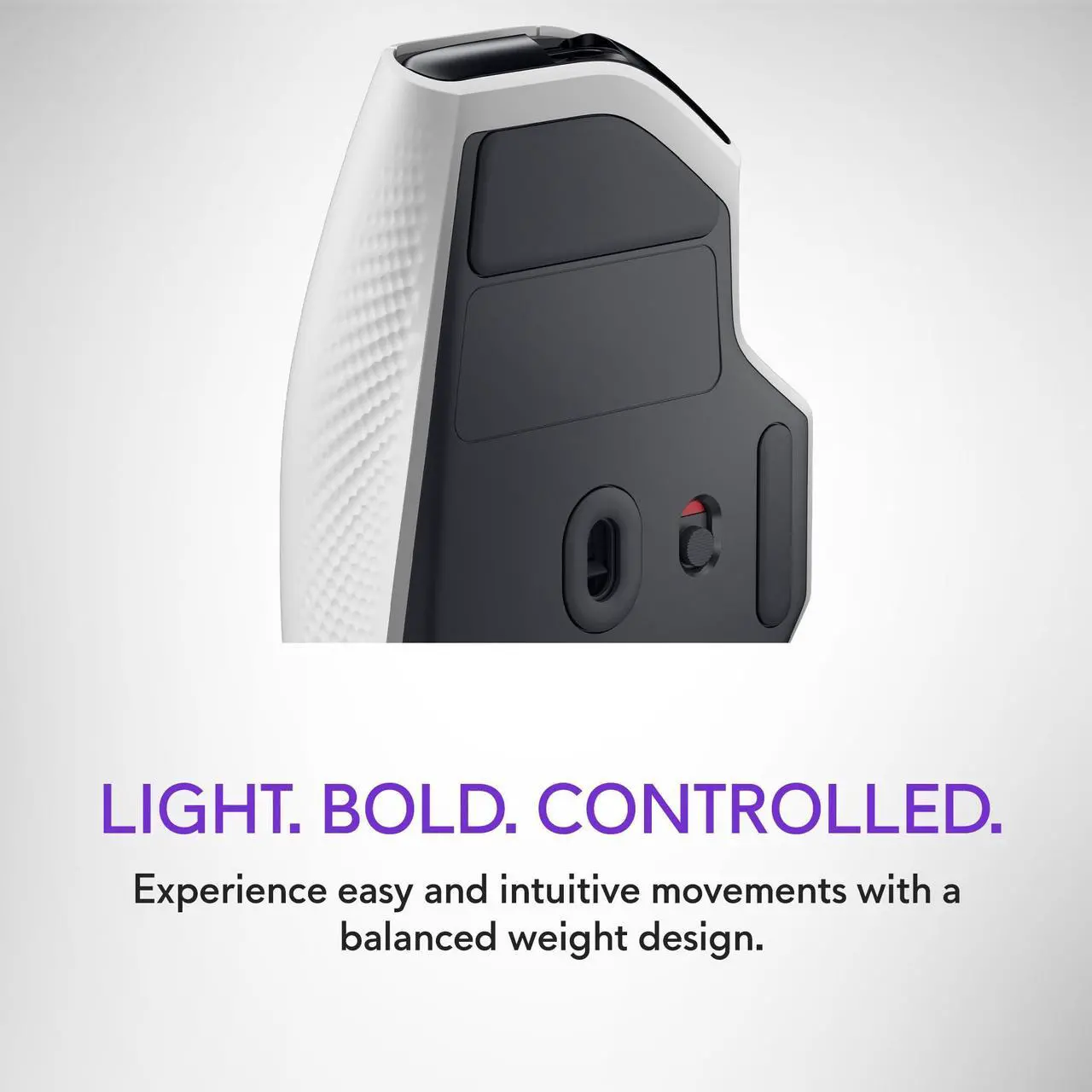 Alt view image 4 of 5 - Alienware Wireless Gaming Mouse AW620M - Wireless/Wired, 1 x USB - 4 pin USB Type A, 26000 dpi, 3.52oz (99g) Weight, 7 Buttons, Non-Slip Grip, up to 140 Hours of Gaming - Lunar Light