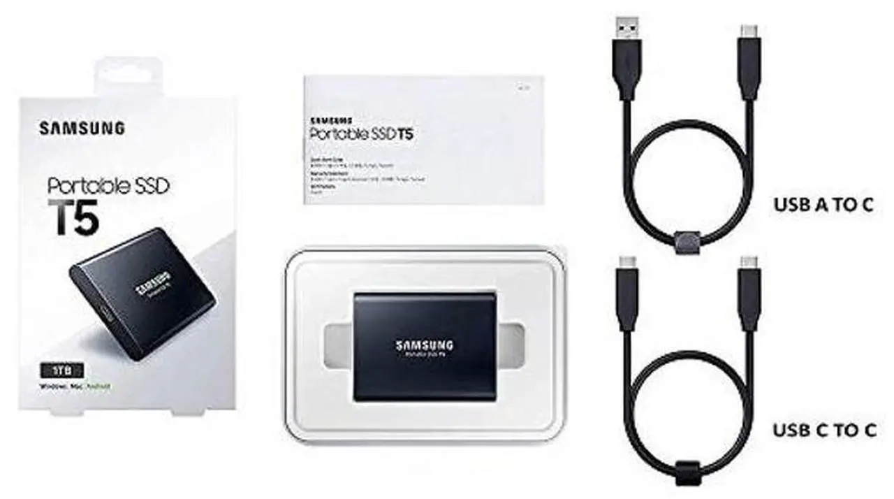 Alt view image 2 of 5 - SAMSUNG T5 Portable SSD 1TB - Up to 540MB/s - USB 3.1 External Solid State Drive, Black (MU-PA1T0B/AM)