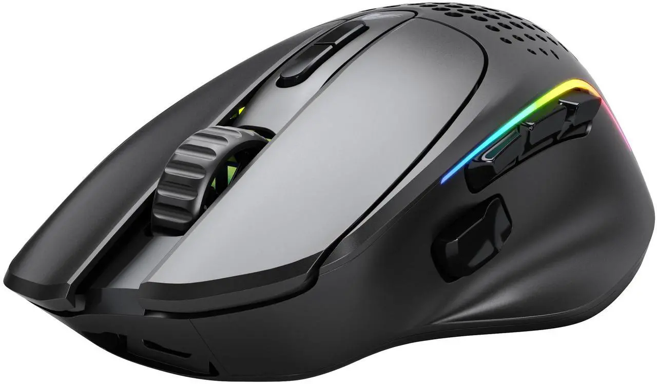Alt view image 3 of 5 - Glorious Gaming Model I 2 Wireless Gaming Mouse - Hybrid 2.4Ghz & Bluetooth, 75g Superlight, 9 Buttons (2 Swappable), RGB, PTFE Feet, MMO/MOBA/FPS, Long Battery Life, Side Thumb Rest - Black