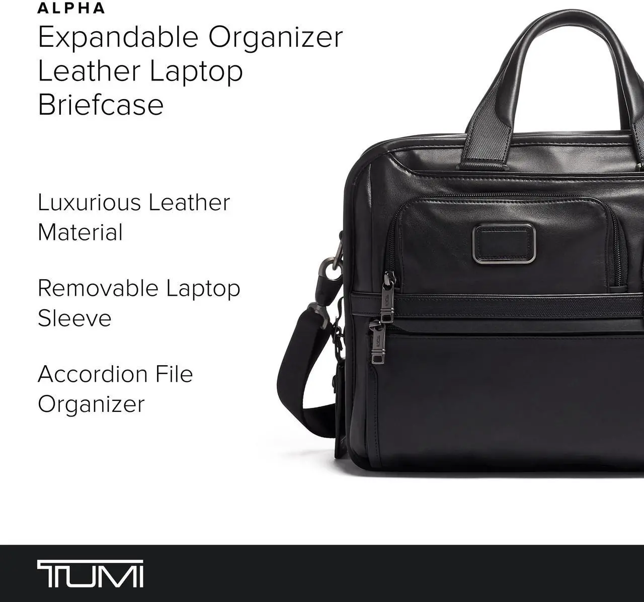 Alt view image 2 of 5 - TUMI Alpha Expandable Organizer Laptop Briefcase - 15-Inch Laptop Briefcase Organizer for Men & Women - Travel Laptop Bag - Black Leather