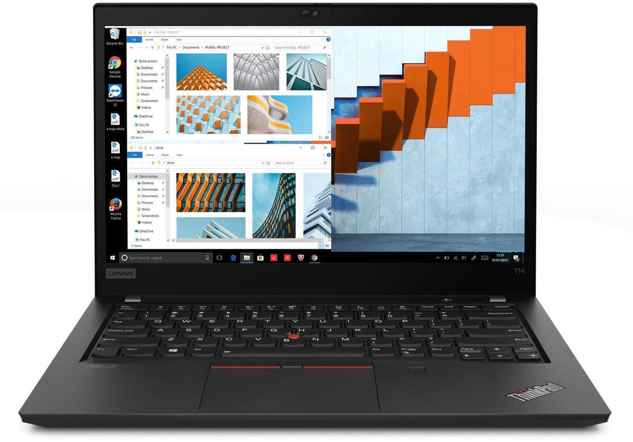 Alt view image 2 of 5 - Lenovo ThinkPad T14 Business Laptop (14" FHD Touchscreen, 32GB RAM, 1TB SSD, AMD 6-Core Ryzen 5 Pro 5650U (Beat i7-1165G7)), Backlit Keyboard, Fingerprint Reader, Webcam, RJ-45, Win 11 Pro, Black