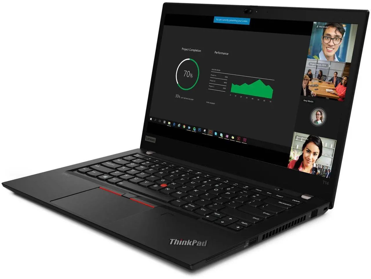 Alt view image 4 of 5 - Lenovo ThinkPad T14 Business Laptop (14" FHD Touchscreen, 32GB RAM, 1TB SSD, AMD 6-Core Ryzen 5 Pro 5650U (Beat i7-1165G7)), Backlit Keyboard, Fingerprint Reader, Webcam, RJ-45, Win 11 Pro, Black