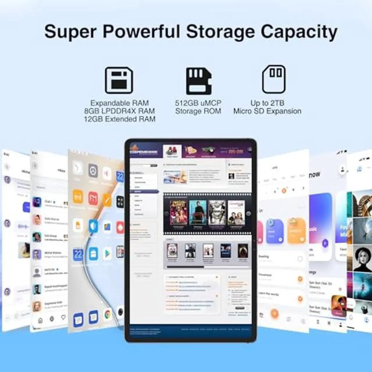 Alt view image 3 of 5 - DOOGEE T30 Max Tablet 12.4 Inch 4K, Android 14 Tablet, 20GB RAM + 512GB ROM (2TB TF), Helio G99 Tablets with 10800mAh Battery and 33W Fast Charging, 50MP+20MP TUV Certified, Side Fingerprint, Green