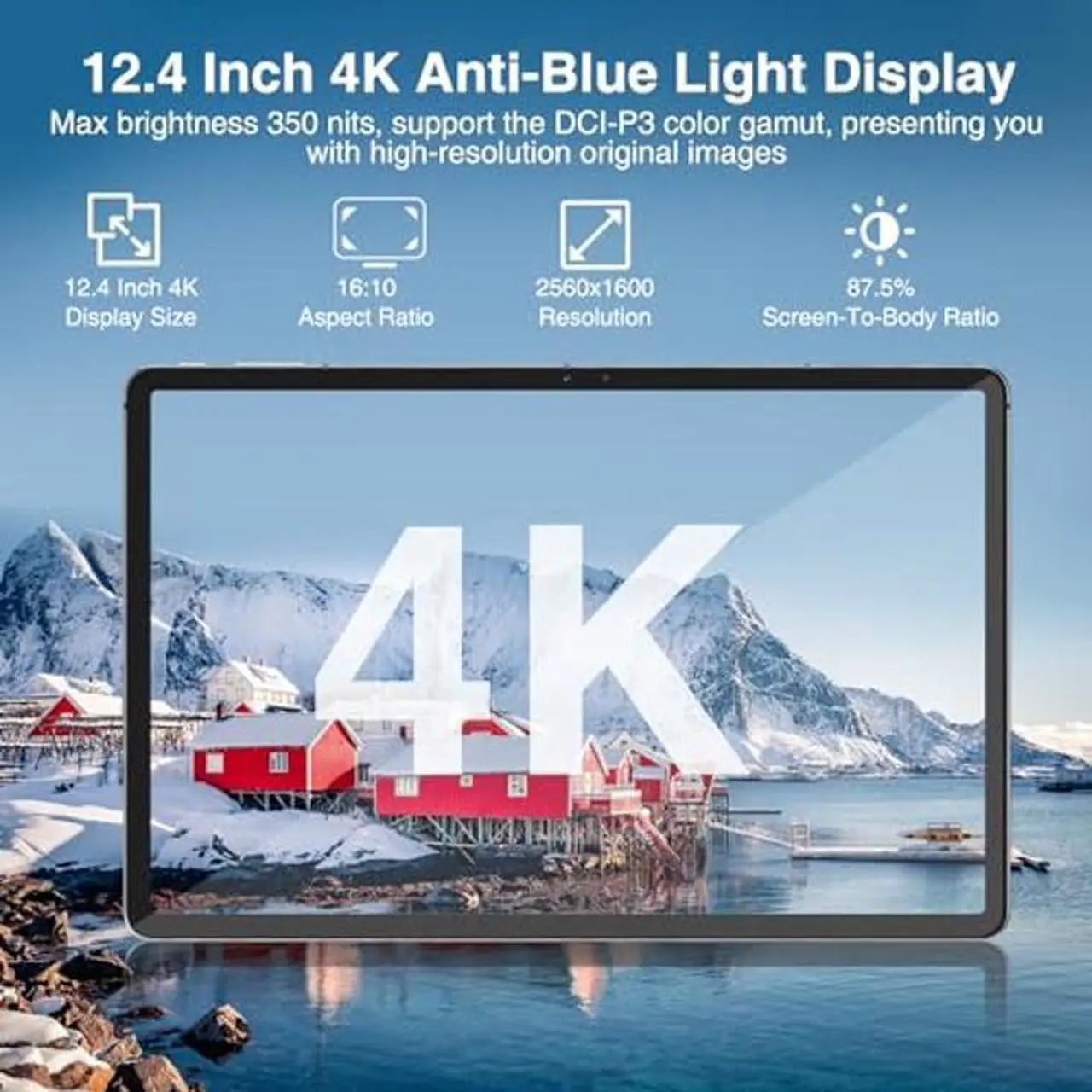 Alt view image 2 of 5 - DOOGEE T30 Max Tablet 12.4 Inch 4K, Android 14 Tablet, 20GB RAM + 512GB ROM (2TB TF), Helio G99 Tablets with 10800mAh Battery and 33W Fast Charging, 50MP+20MP TUV Certified, Side Fingerprint, Green