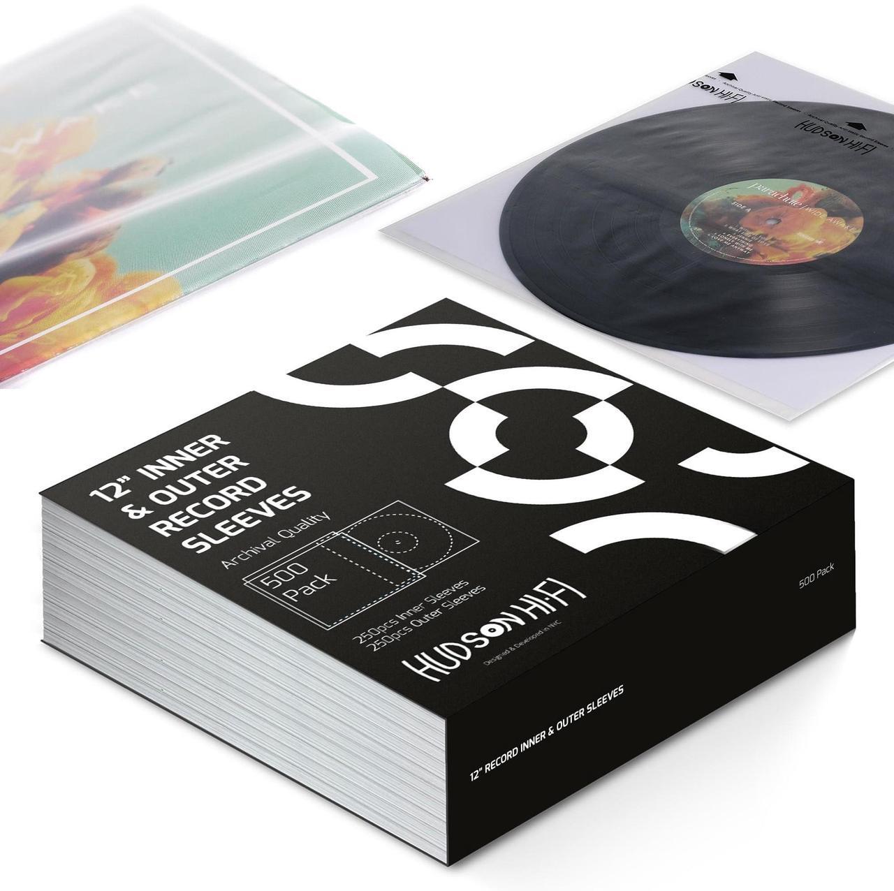 Main image of Hudson Hi-Fi 50 ct. Inner Sleeves for Vinyl Records & 50 ct. Vinyl Outer Sleeves - 100 Vinyl Sleeves for Records, Clear Outer & Inner Sleeves for Vinyl Records