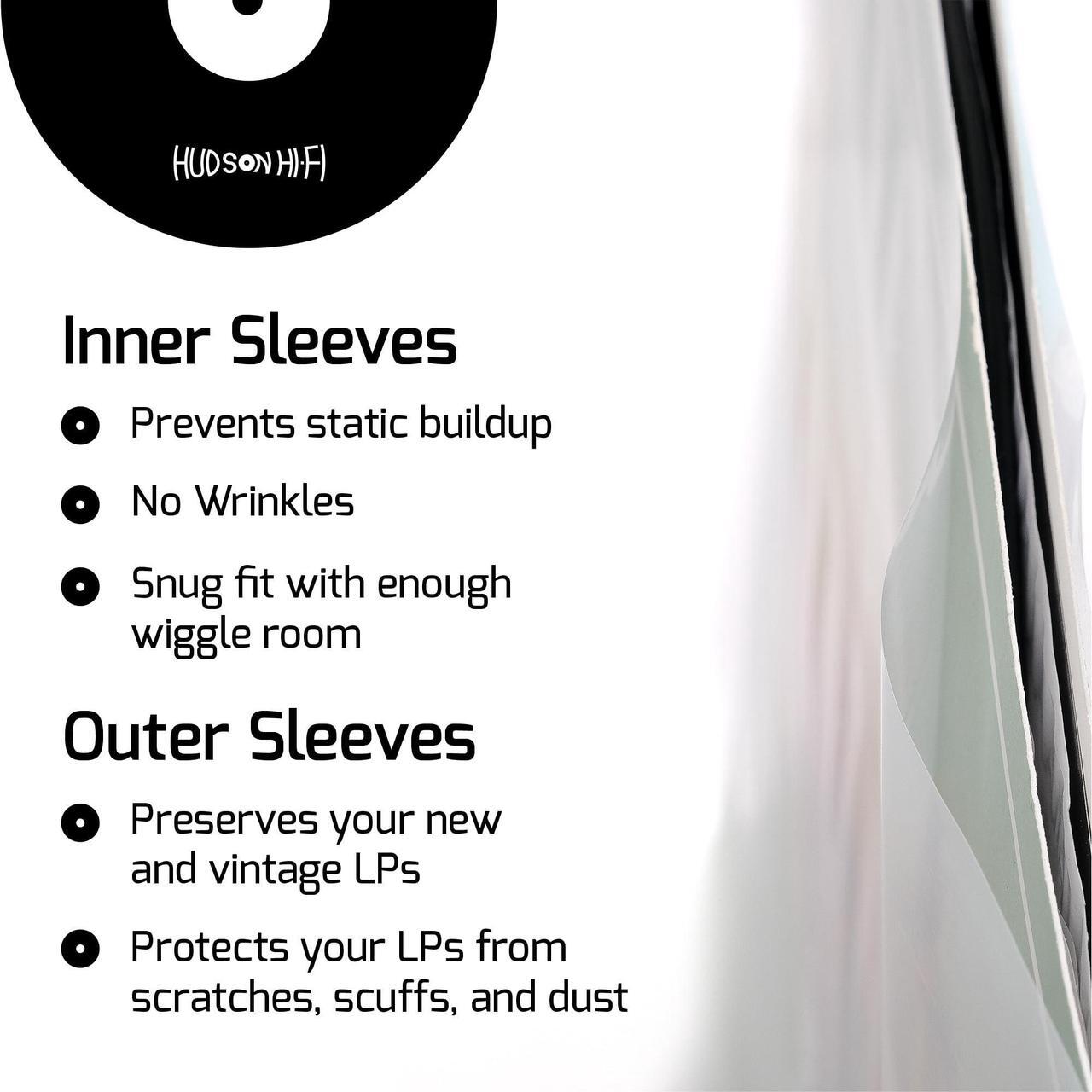 Alt view image 4 of 5 - Hudson Hi-Fi 50 ct. Inner Sleeves for Vinyl Records & 50 ct. Vinyl Outer Sleeves - 100 Vinyl Sleeves for Records, Clear Outer & Inner Sleeves for Vinyl Records