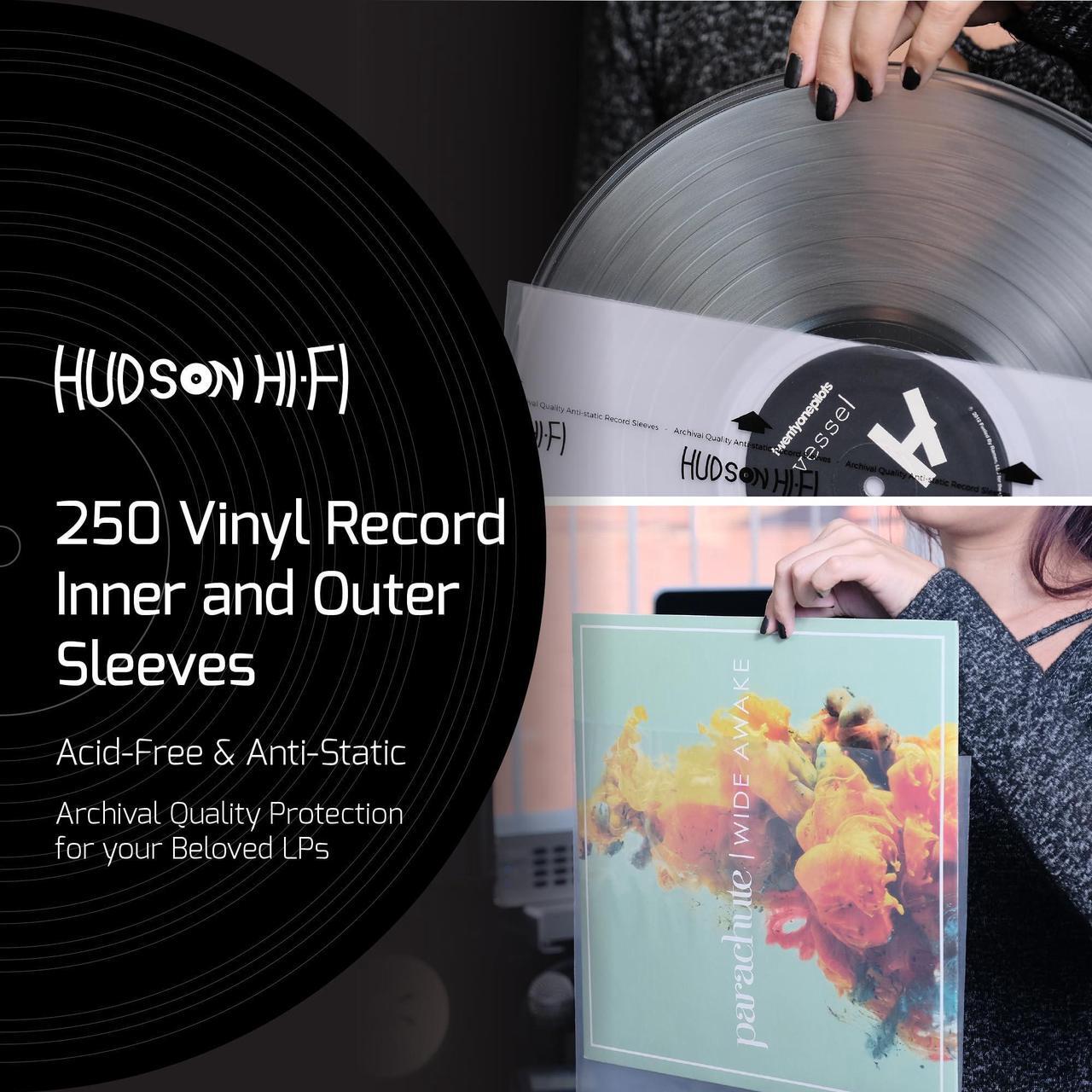 Alt view image 2 of 5 - Hudson Hi-Fi 50 ct. Inner Sleeves for Vinyl Records & 50 ct. Vinyl Outer Sleeves - 100 Vinyl Sleeves for Records, Clear Outer & Inner Sleeves for Vinyl Records