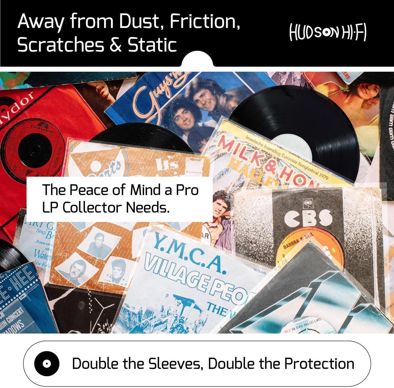 Alt view image 5 of 5 - Hudson Hi-Fi 50 ct. Inner Sleeves for Vinyl Records & 50 ct. Vinyl Outer Sleeves - 100 Vinyl Sleeves for Records, Clear Outer & Inner Sleeves for Vinyl Records