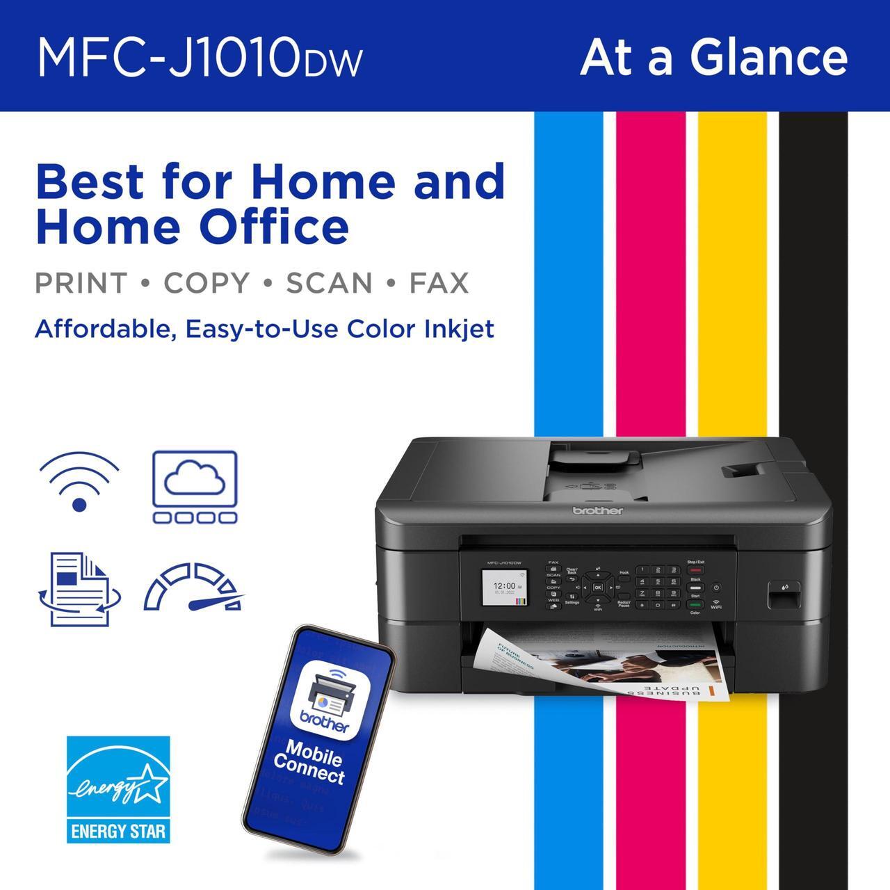 Alt view image 2 of 5 - Brother MFC-J1010DW Wireless Color Inkjet All-in-One Printer with Mobile Device and Duplex Printing, Refresh Subscription and  Dash Replenishment Ready