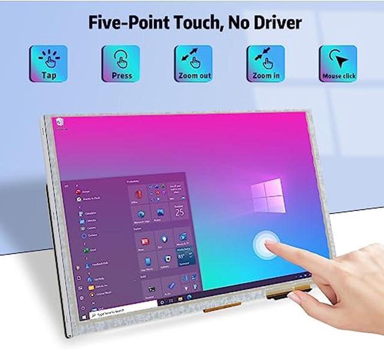 Alt view image 4 of 5 - HAMTYSAN 9 Inch Touch Screen Monitor with 1024x600 IPS Screen Mini Monitor for Raspberry Pi Laptop PC (Sliver