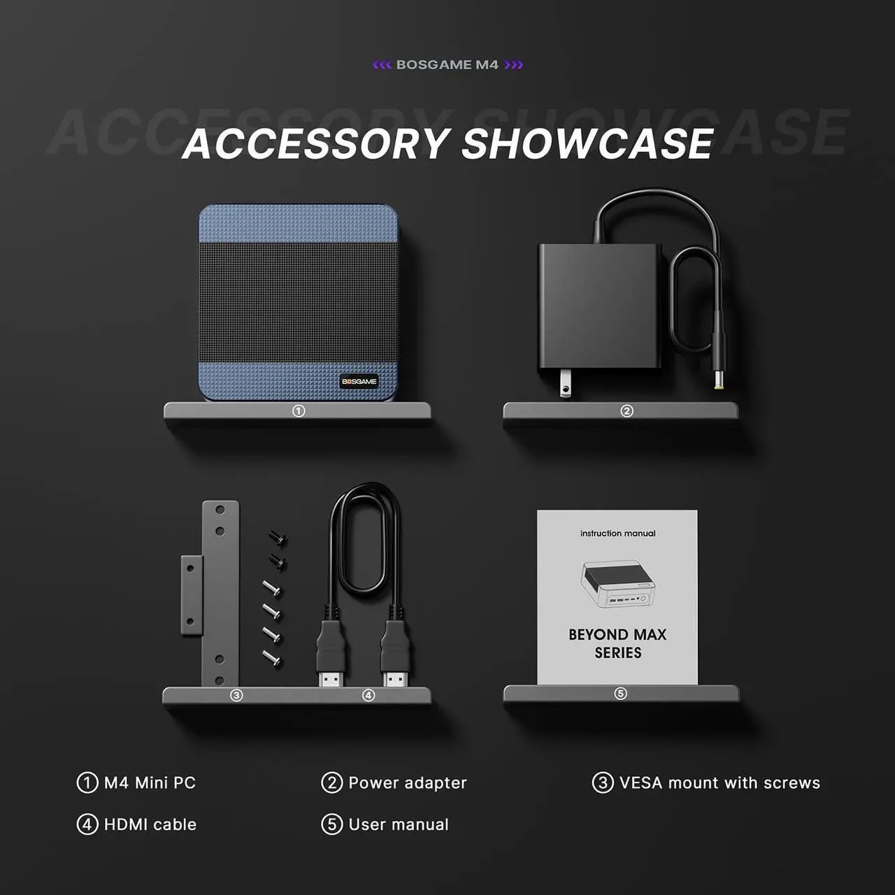 Alt view image 5 of 5 - BOSGAME M4 Oculink Mini PC, AMD Ryzen 7 8745HS Desktop Computers, 32GB DDR5, 1TB SSD, Radeon 780M, Wi-Fi 6, BT 5.2, Dual 2.5GbE LAN, USB 4