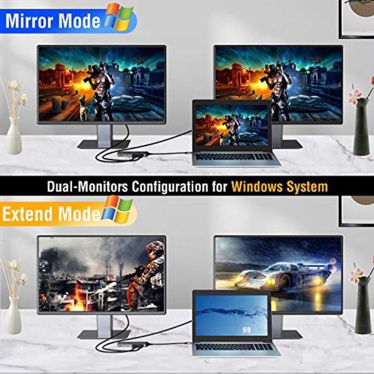 Alt view image 3 of 5 - AUIMCE USB C Docking Station Dual HDMI Monitor, 7-in-1 USB C Hub with 2 HDMI,100W PD, USB 3.0, SD/TF Card Reader Ports, Laptop Docking Station for Dell, HP, Lenovo, Surface and More