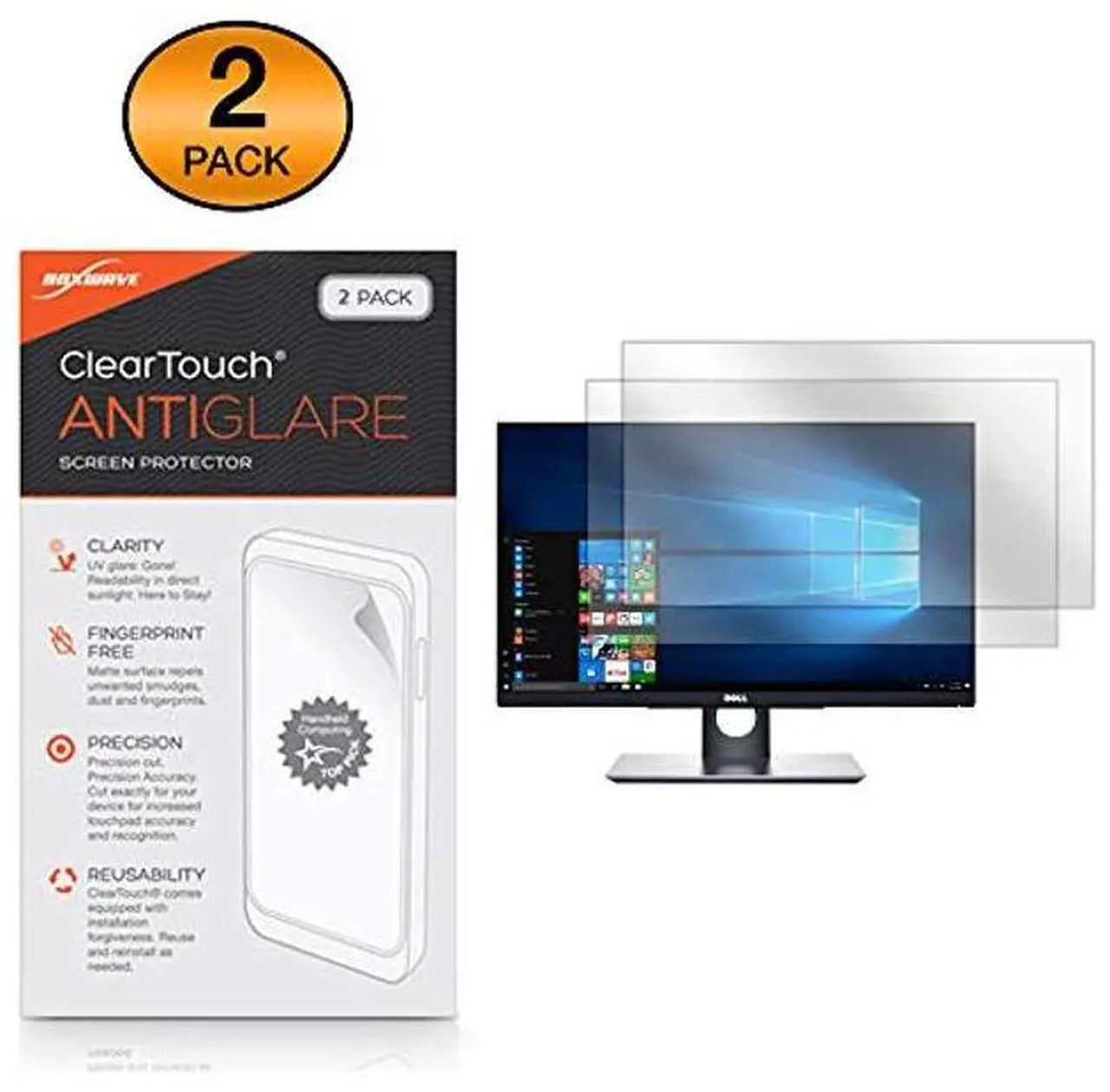 Alt view image 2 of 5 - BoxWave Screen Protector Compatible with Dell P2418HT (23.8") - ClearTouch Anti-Glare (2-Pack), Anti-Fingerprint Matte Film Skin for Dell P2418HT (23.8")