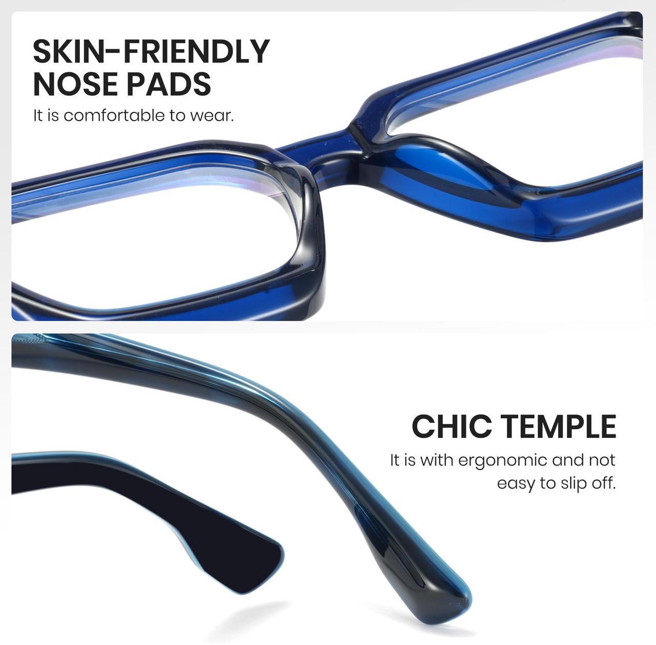 Alt view image 5 of 5 - Cyxus Oversized Square Blue Light Blocking Glasses Women Men Chic Preppy Thick Frame Computer Eyeglasses Anti Eyestrain 8224