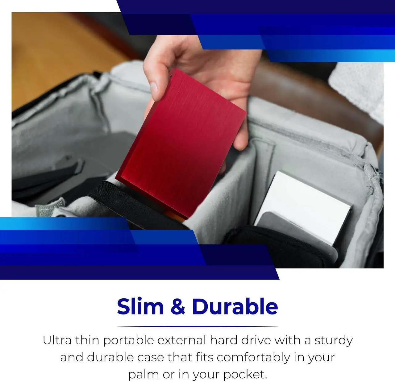 Alt view image 3 of 5 - External Hard Drive 1TB HDD 2.5 Inch External Data Storage Pocket Size Backup Hard Disk USB 3.0 Hardrive Compatible for Gaming PC, Mac, Laptop, PS3, PS4 - Silver