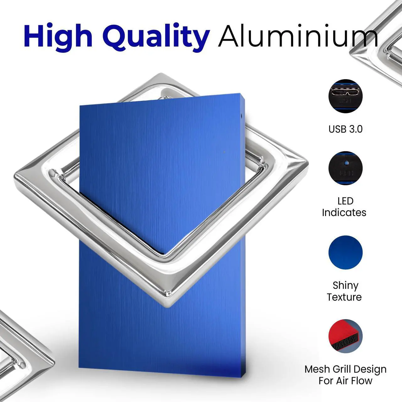 Alt view image 4 of 5 - External Hard Drive 1TB HDD 2.5 Inch External Data Storage Pocket Size Backup Hard Disk USB 3.0 Hardrive Compatible for Gaming PC, Mac, Laptop, PS3, PS4 - Silver