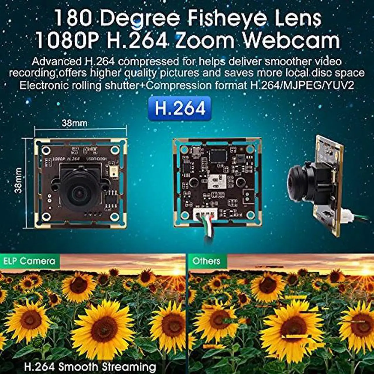 Alt view image 3 of 5 - ALPCAM USB Camera Module Wide Angle 180 Degree Fisheye USB Webcam Low Illumination 1080P Webcam for Raspberry Pi,USB2.0 Lightburn Camera,Plug and Play for Windows/Linux/Mac
