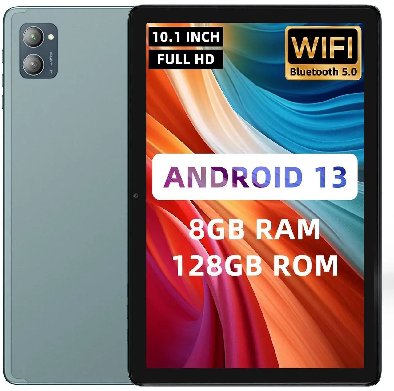 Main image of AISLPC 10.1 Inch New Slim Android Tablet, Android 13 Tablets 8GB RAM 128GB ROM 512GB Expand WiFi Tablets PC, 1280 * 800 HD Screen, 5+13MP Dual Camera, Bluetooth5.0, 6800mAh Battery,Steel Blue