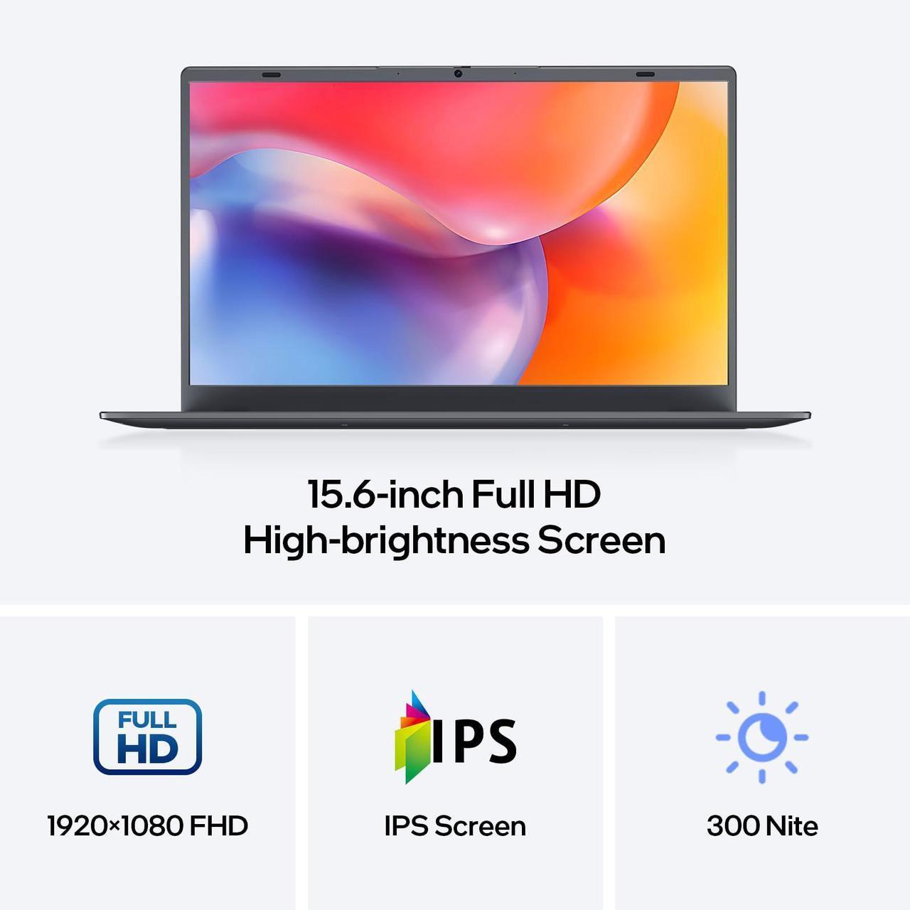 Alt view image 5 of 5 - ECOHERO Windows 11 Laptop Computer, 12GB DDR5/1TB SSD, N95 Quad-Core, MS Office 2024, 15.6 inch 1920x1080 FHD Display, Dual Band WiFi, BT5.0, Fingerprint Unlock/Physical Camera Switch (Gray)