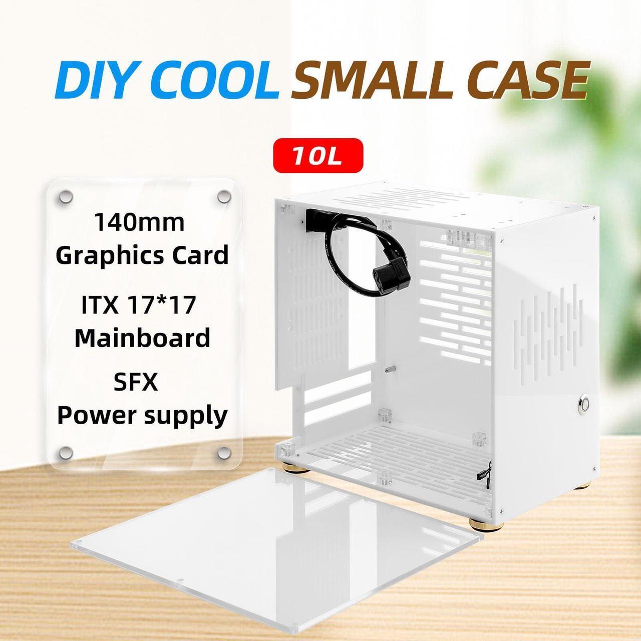 Alt view image 2 of 5 - Mini ITX PC Case, 360 Degree Open Type Desktop Gaming Computer Chasssis Acrylic Transparent Computer Hosting Case for Gaming Desktop