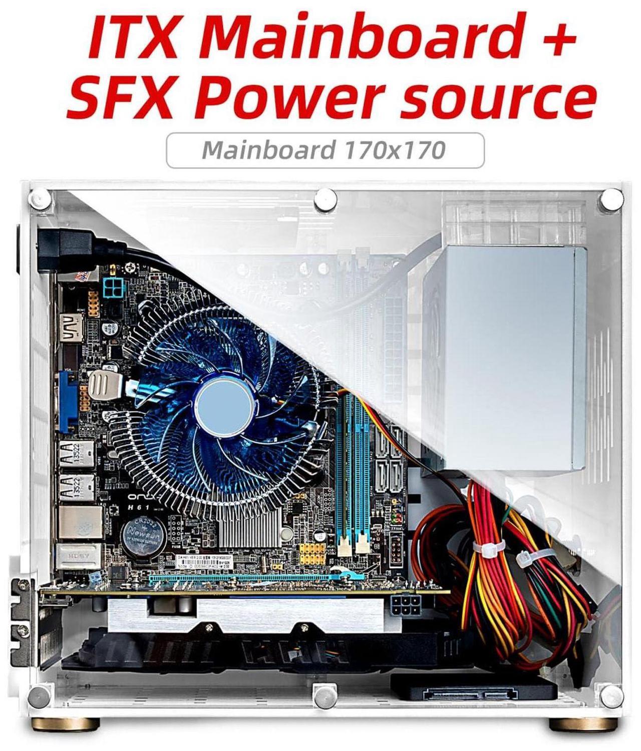 Alt view image 4 of 5 - Mini ITX PC Case, 360 Degree Open Type Desktop Gaming Computer Chasssis Acrylic Transparent Computer Hosting Case for Gaming Desktop