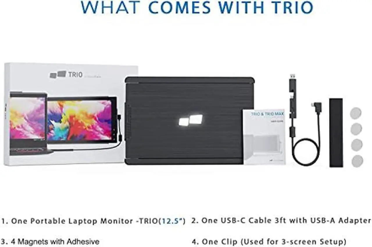 Alt view image 5 of 5 - Trio Portable Monitor for Laptop, Mobile 13.3 Dual & Triple Screen 1080P IPS Display Laptop Monitor, USB A/Type-C, On-The-Go for Mac, PC,Linux, Chromebook 13-17 Laptops (1pc *12.5" Monitor)