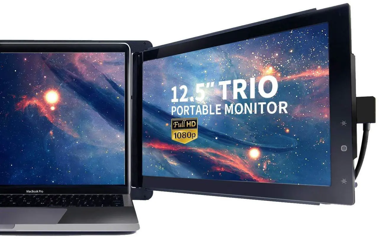 Alt view image 4 of 5 - Trio Portable Monitor for Laptop, Mobile 13.3 Dual & Triple Screen 1080P IPS Display Laptop Monitor, USB A/Type-C, On-The-Go for Mac, PC,Linux, Chromebook 13-17 Laptops (1pc *12.5" Monitor)