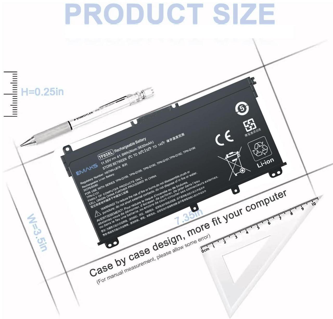 Alt view image 4 of 5 - TF03XL Battery and 45W Charger for HP Pavilion 15-CC 15-CD 14-BK:15-cc154cl 15-cc060wm 15-cc152od 15-cc055od 15-cd040wm;17-AR007CA 17-AR050WM 920046-121 421 541 920070-855 HSTNN-IB7Y LB7J LB7X UB7J