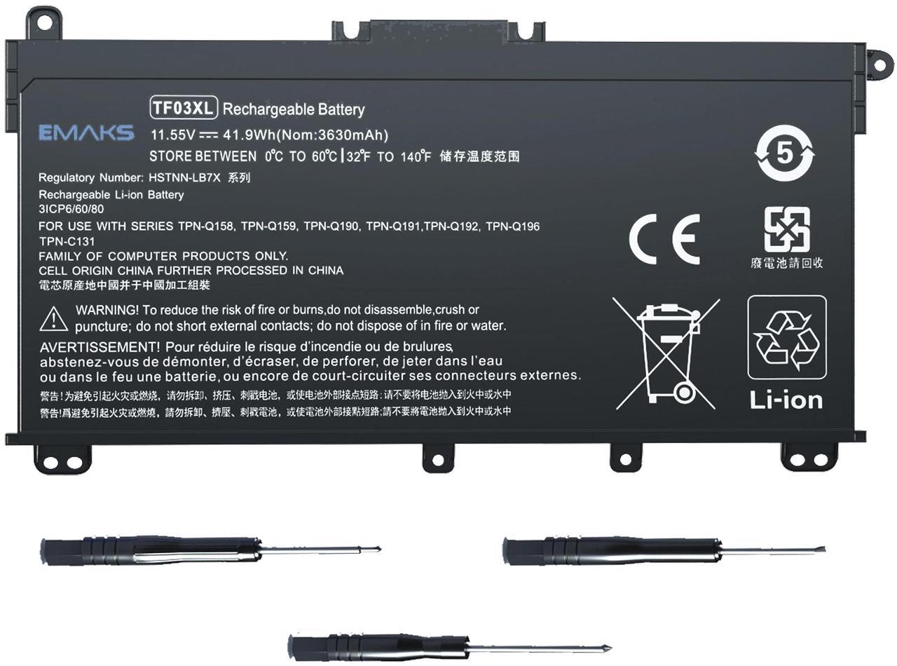 Alt view image 2 of 5 - TF03XL Battery and 45W Charger for HP Pavilion 15-CC 15-CD 14-BK:15-cc154cl 15-cc060wm 15-cc152od 15-cc055od 15-cd040wm;17-AR007CA 17-AR050WM 920046-121 421 541 920070-855 HSTNN-IB7Y LB7J LB7X UB7J