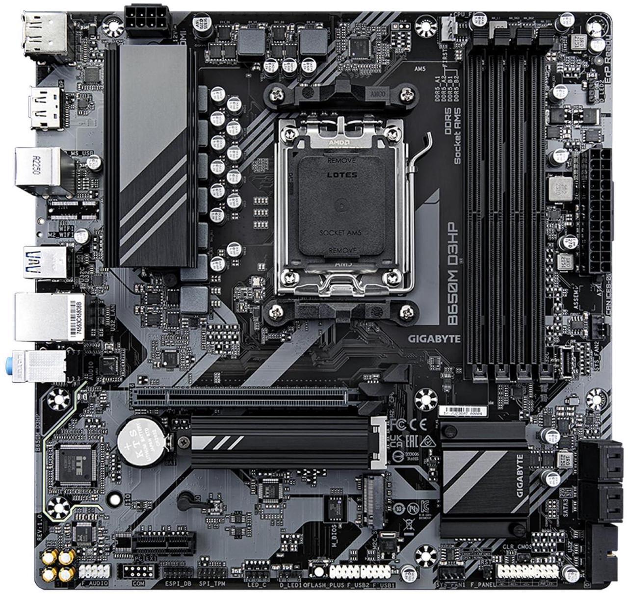 Alt view image 2 of 5 - GIGABYTE B650M D3HP (AM5/ LGA 1718/ AMD/ B650/ Micro ATX/ 5-Year Warranty/ DDR5/ 2X PCIe 4.0 M.2/ PCIe 4.0/ USB 3.2 Gen2 Type-C/ 2.5GbE LAN/Motherboard)