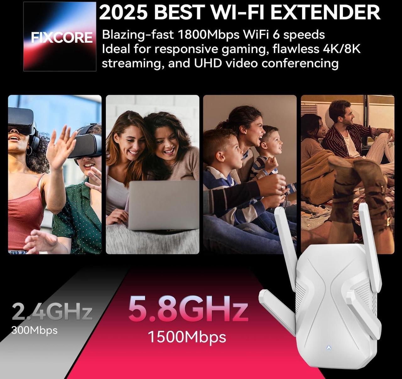 Alt view image 3 of 5 - 2025 WiFi Extender Signal Booster, 10X Faster WiFi 6 Extender, 18899 sq.ft. Internet Repeater for Home, Dual-Band Network Extender, Wireless Router Signal Amplifier w/Gigabit Ethernet Port, Easy Setup