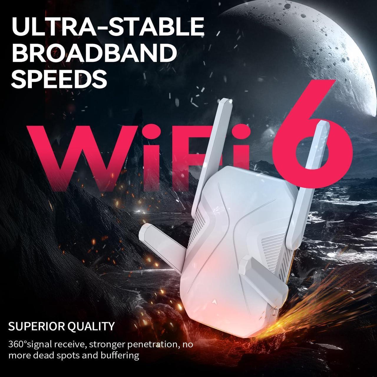 Alt view image 4 of 5 - 2025 WiFi Extender Signal Booster, 10X Faster WiFi 6 Extender, 18899 sq.ft. Internet Repeater for Home, Dual-Band Network Extender, Wireless Router Signal Amplifier w/Gigabit Ethernet Port, Easy Setup